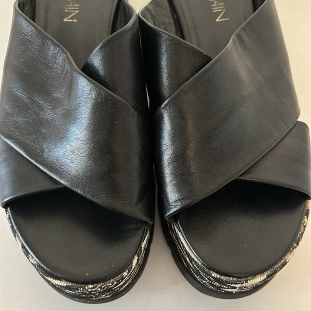 Marc Cain Leather Platform Chunky Woven Sandals Sz 39